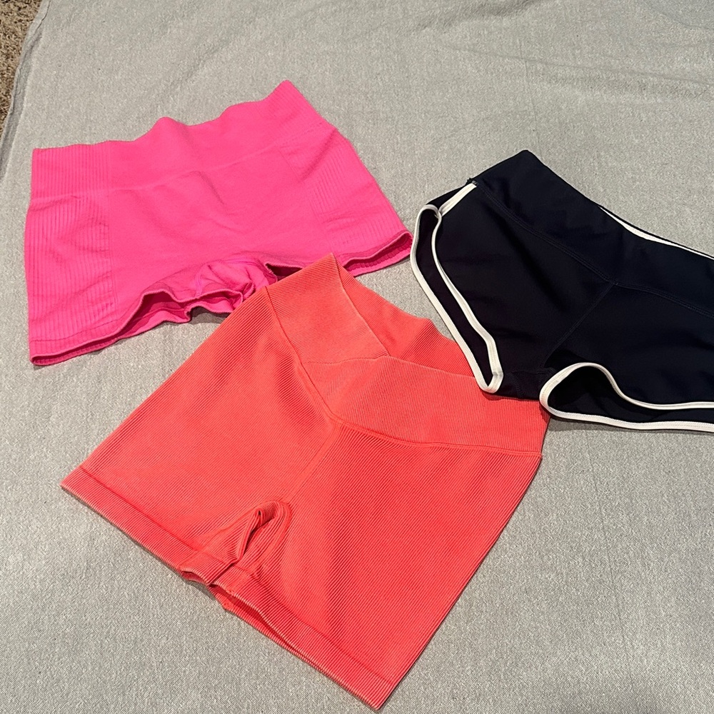 Small Shorts Set - Pink, Coral, Blue bundle athletic